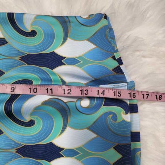 Skirdle "The Skinny Skirt" Classic Collection S Blue & Green Wave Pattern - Picture 10 of 12